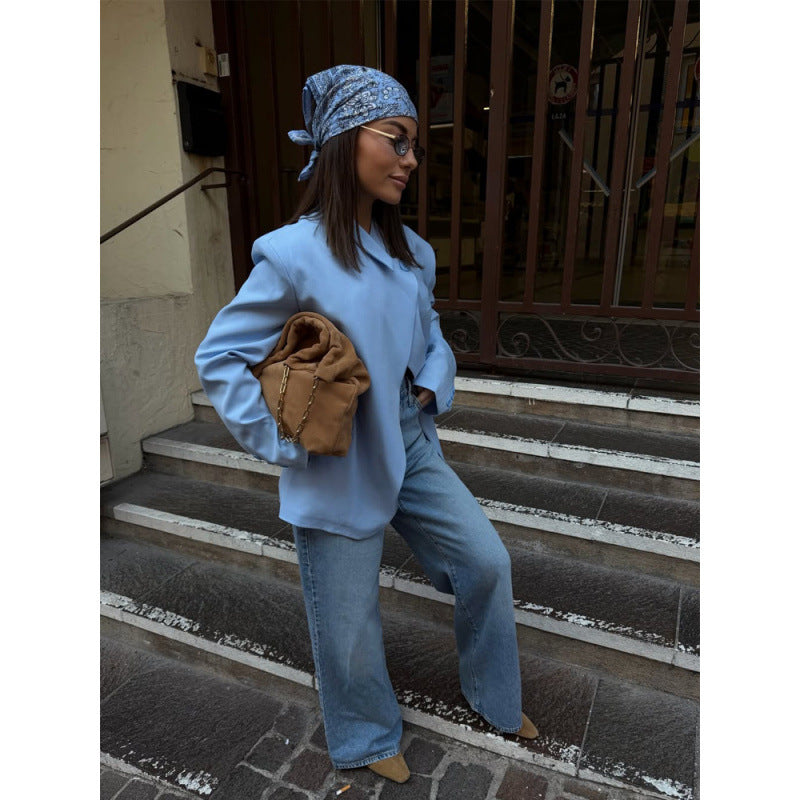 Damen Oversized-Longblazer mit kastiger Silhouette, soften Schultern und verlängertem Schnitt Drune