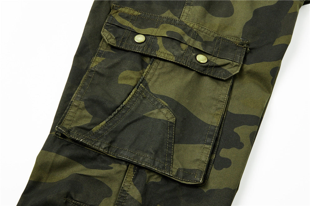 Herren Cargohose im Slim-Fit mit verstärkten Knien Multifachtaschen und Stoffgürtel Drune