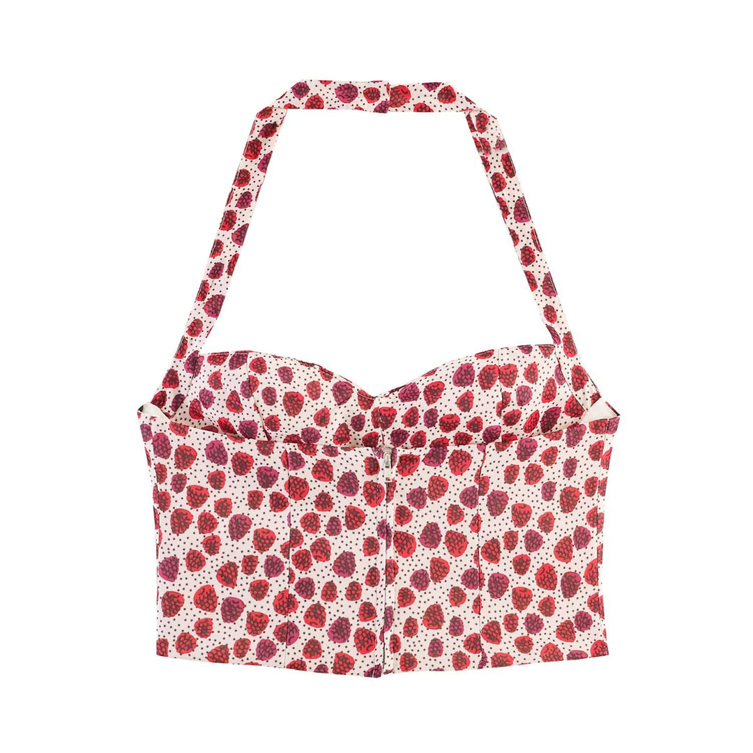Damen Crop-Top im fruchtigen Design mit elegantem Wickelverschluss Drune