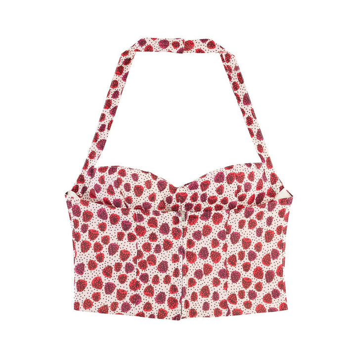 Damen Crop-Top im fruchtigen Design mit elegantem Wickelverschluss Drune