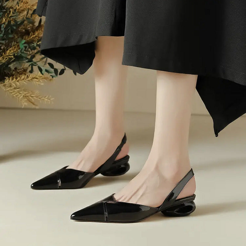 Damen Spitz zulaufende Slingback‑Pumps mit skulpturellem Hohlabsatz Drune