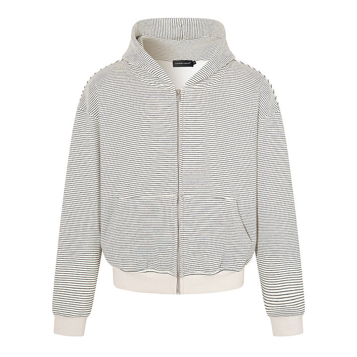 Damen Feinringel-Zipjacke mit hohem Stehkragen, Kängurutaschen und elastischem Saum Drune