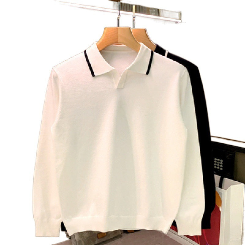 Herren Elegantes Langarm Poloshirt Drune