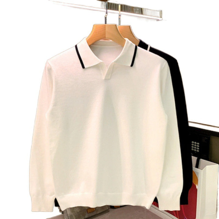 Herren Elegantes Langarm Poloshirt Drune