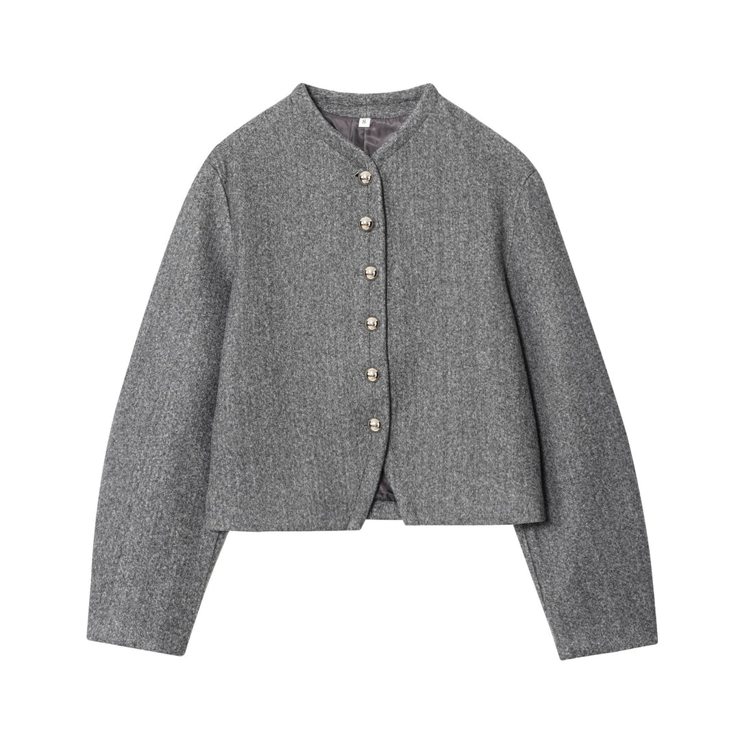 Damen elegante Wolljacke mit feinen Knopfdetails Drune