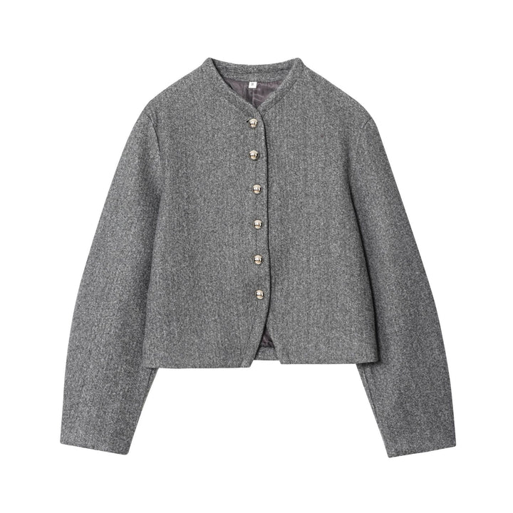 Damen elegante Wolljacke mit feinen Knopfdetails Drune