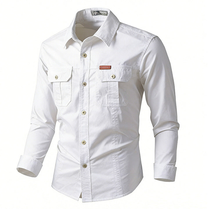 Herren  leichte Overshirt-Jacke mit Klappbrusttaschen und klassischem Hemdkragen Drune