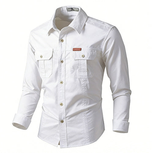 Herren  leichte Overshirt-Jacke mit Klappbrusttaschen und klassischem Hemdkragen Drune
