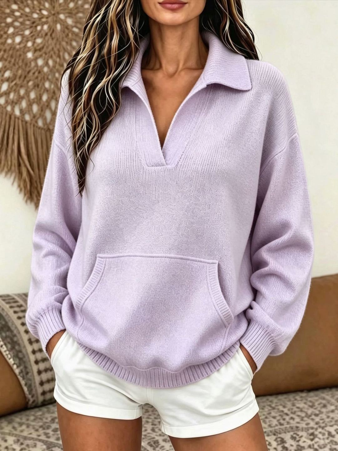 Damen Pullover mit hohem Kragen Drune