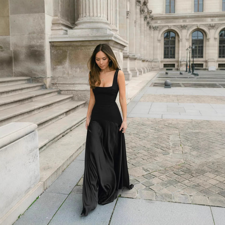 Damen Elegantes Maxikleid mit taillierter Passform und fließendem Rock Drune