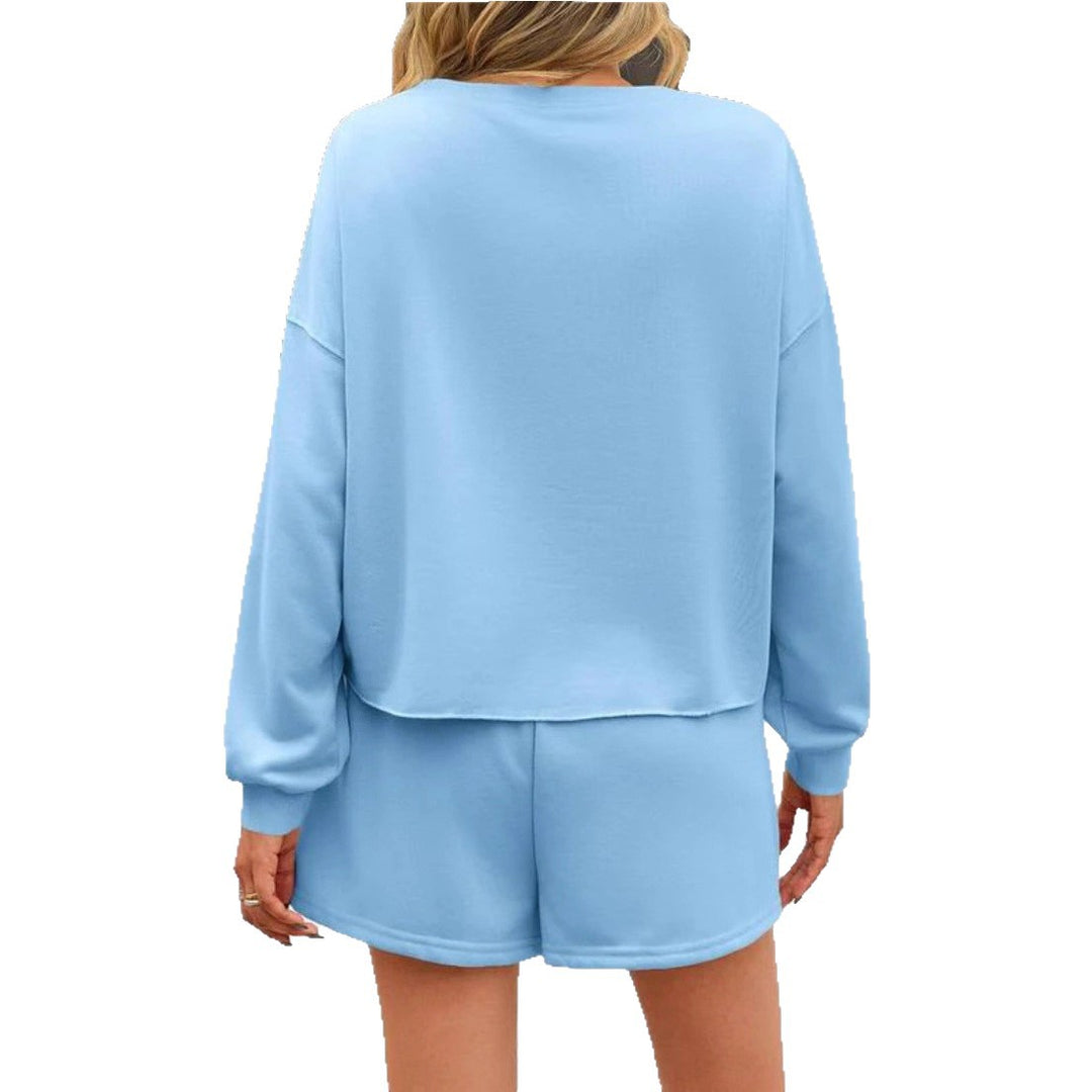 Damen nan perlenbesetztes Sweat-Set mit überschnittenem Pullover und ausgestelltem Minirock Drune