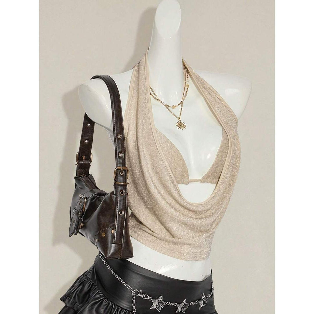 Damen Elegantes Cross-Over-Top mit tiefem Ausschnitt Drune