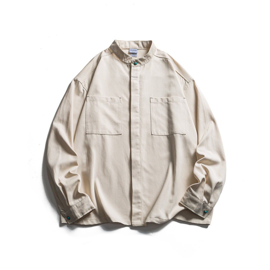 Herren Workwear-Overshirt mit Stehkragen und verdeckter Knopfleiste Drune