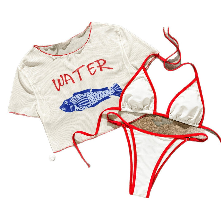 Damen Bikiniset mit bedrucktem Crop-Top Drune