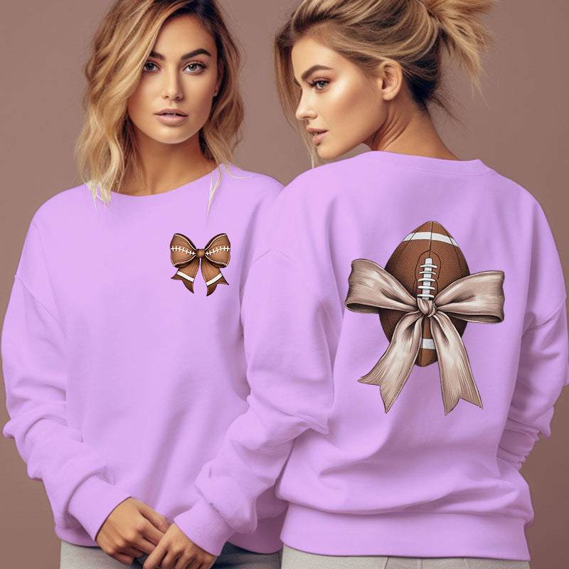 Damen Sweatshirt mit niedlichem Footballmotiv und Schleifenakzent Drune