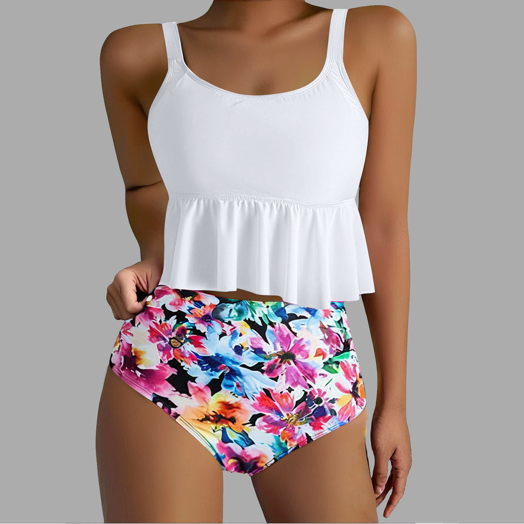 Damen Tankini-Set mit floralen Akzenten und Rüschen Drune
