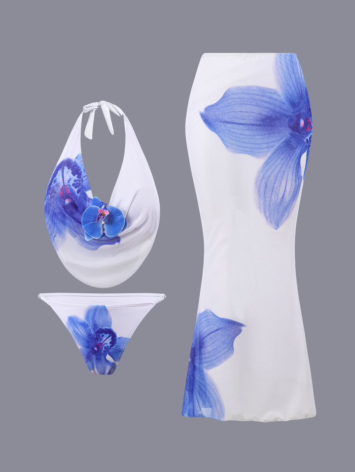 Damen Set aus modischem Bikini und fließendem Maxirock Drune