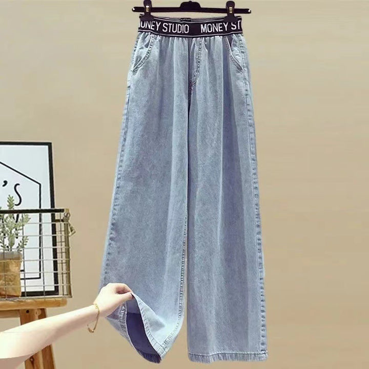 Damen Weit geschnittene Jeans mit elastischem Bund und praktischen Taschen Drune