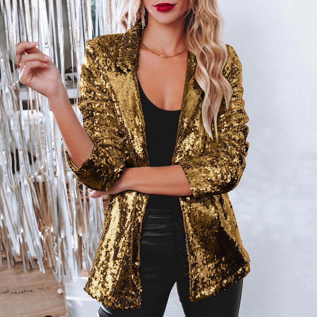 Damen Paillettenjacke mit weitem Schnitt und eleganten Details Drune