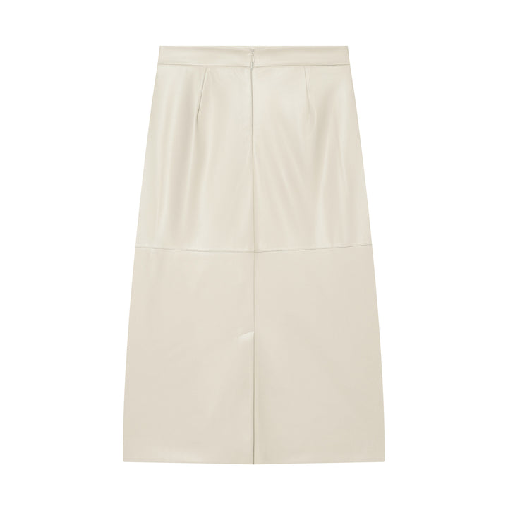 Damen A‑Linien‑Midirock aus Kunstleder mit hoher Taille Drune