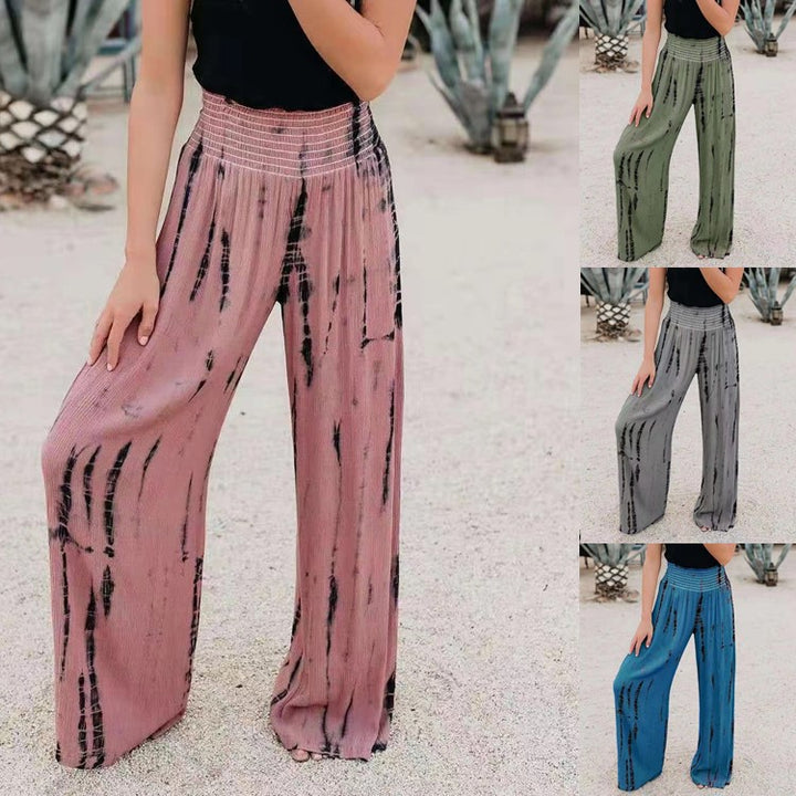 Damen elegante weite Pluderhose mit tiefem Bund und grafischem Druck Drune