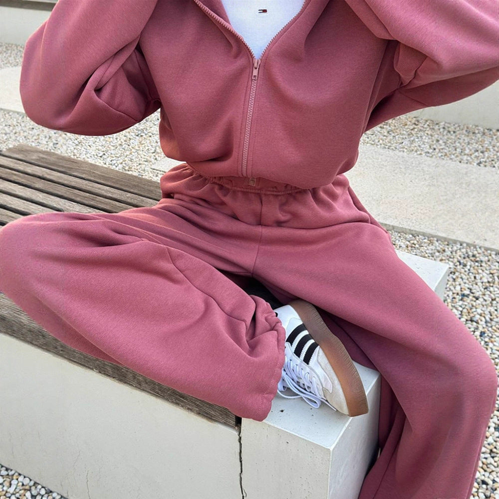 Damen Bequemer Kapuzenpullover und weite Jogginghose Set Drune