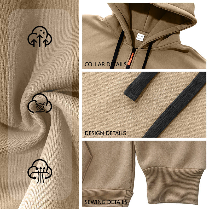 Herren Kapuzenpullover mit halbem Reißverschluss und Utility-Ärmeltasche Drune