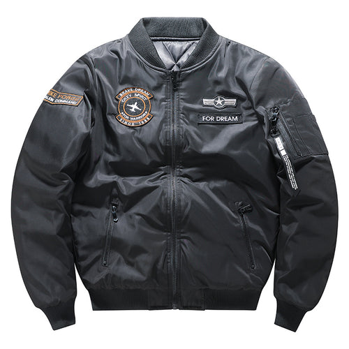 Herren  bestickte Flugzeugwappen isolierte Nylon Bomberjacke mit Ärmel Utility-Tasche Drune