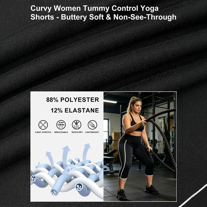 Damen Capri-Sportleggings mit hoher Taille, Bauchkontrolle und seitlicher Smartphone-Tasche Drune