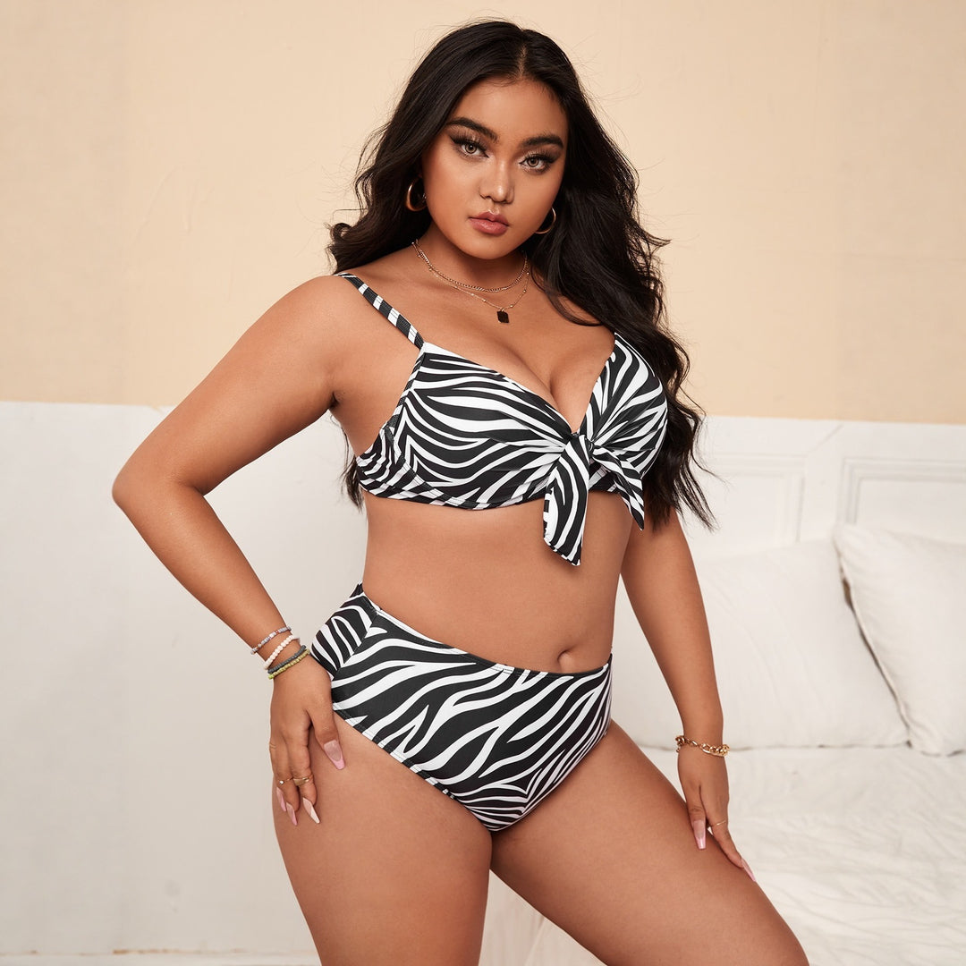 Damen Bunt gemusterter Bikini mit Knotendetail Drune
