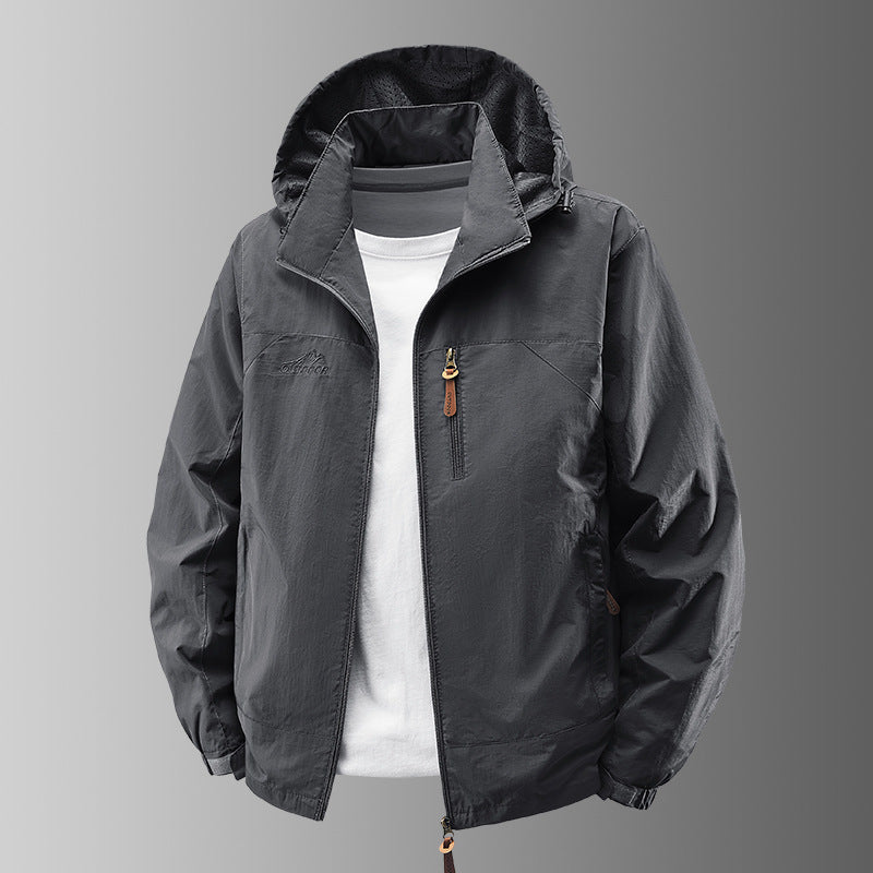 Herren Ultraleichte Außenjacke mit verstellbarer Kapuze