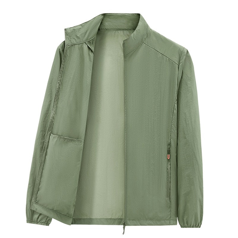 Herren Ultraleichte packbare Windjacke mit Innenfach, Stehkragen & Reißverschlusstaschen Drune