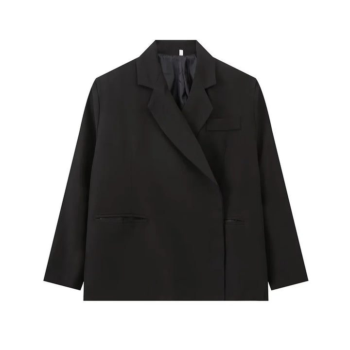 Damen elegante Blazerjacke mit asymmetrischem Schnitt und praktischen Taschen Drune