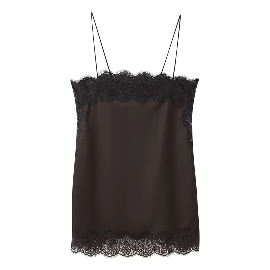 Damen elegante Satin-Hosen mit Spitzenakzenten Drune