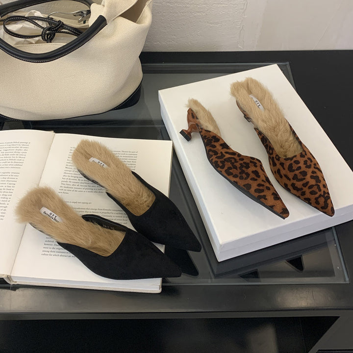 Damen Spitzen-Mules mit luxuriösem Fellfutter und elegantem Design Drune