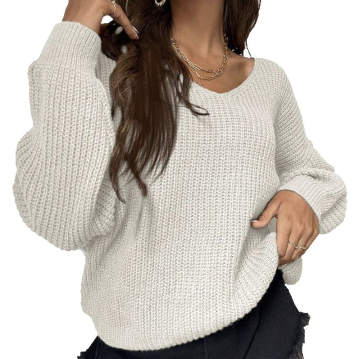Damen Cropped Oversize Strickpullover mit asymmetrischem Off-Shoulder und voluminösen Ärmeln Drune