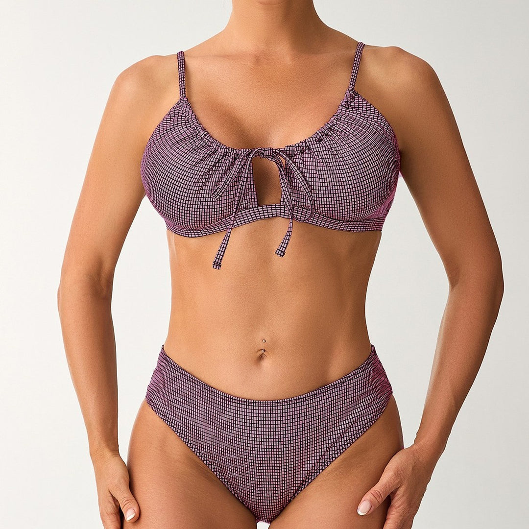 Damen Hochtailliertes Bikini-Set mit raffiniertem Schnürdetails Drune