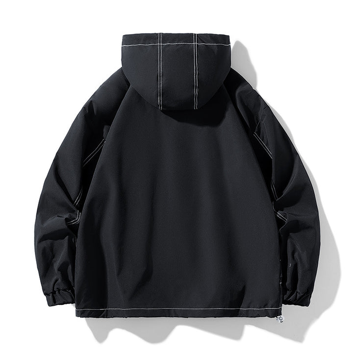 Herren Oversize-Softshell-Jacke mit Kapuze, wasserabweisender Oberfläche & kontrastierenden Nahtdetails Drune
