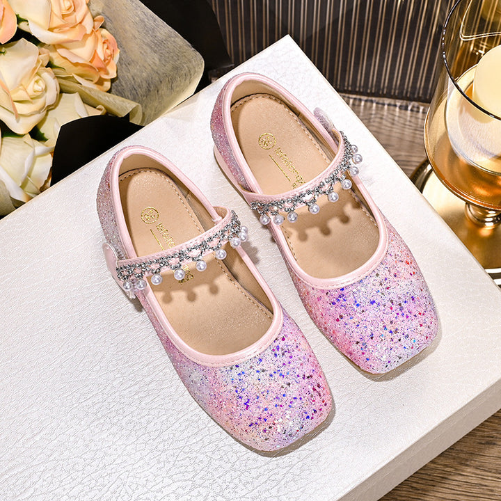 Mädchen Glitzernde Mary Jane Ballerinas mit Perlen und Schleifendekor Drune