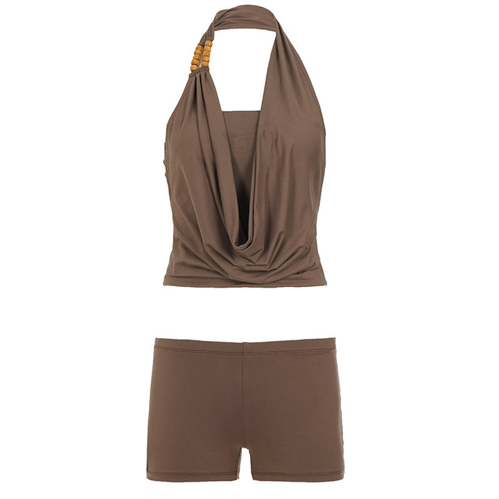 Damen Sportliches Bikini-Set mit verstellbarem Haltertop und bequemen Shorts Drune