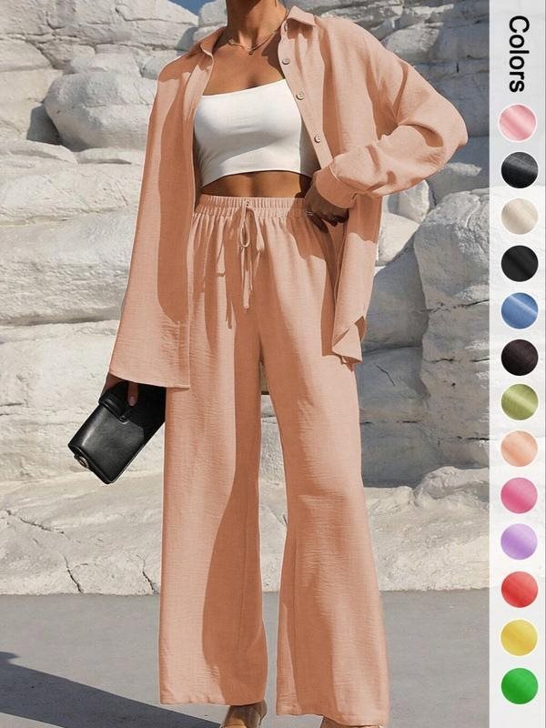 Damen lässiger Satin-Loungewear-Anzug mit weitem Schnitt und nachhaltigem Stoff Drune