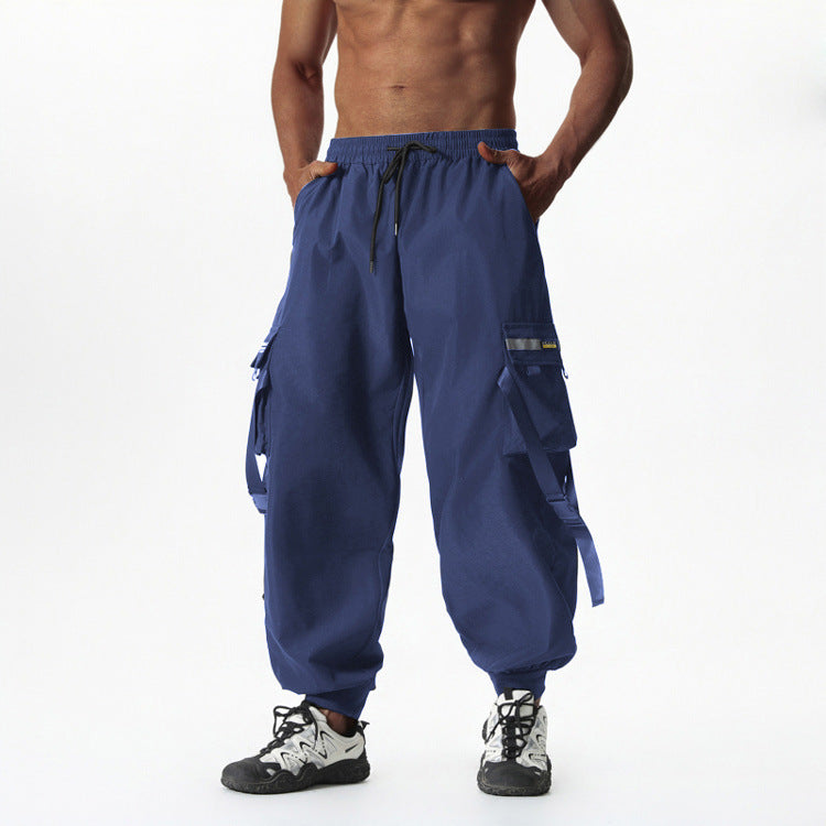 Herren Utility-Cargo-Jogginghose mit Tunnelzug, Beinschnallen & Mehrfachtaschen Drune