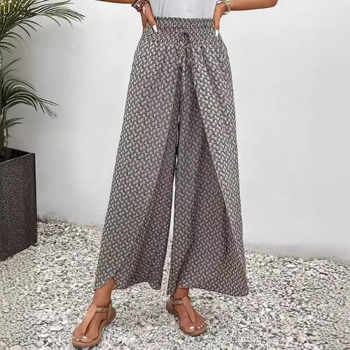 Damen Weite Palazzo-Hose mit bindbarem Bund Drune