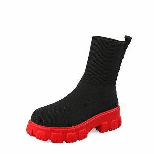 Damen trendige Stiefel mit hohem Schaft und robustem Plateau Drune