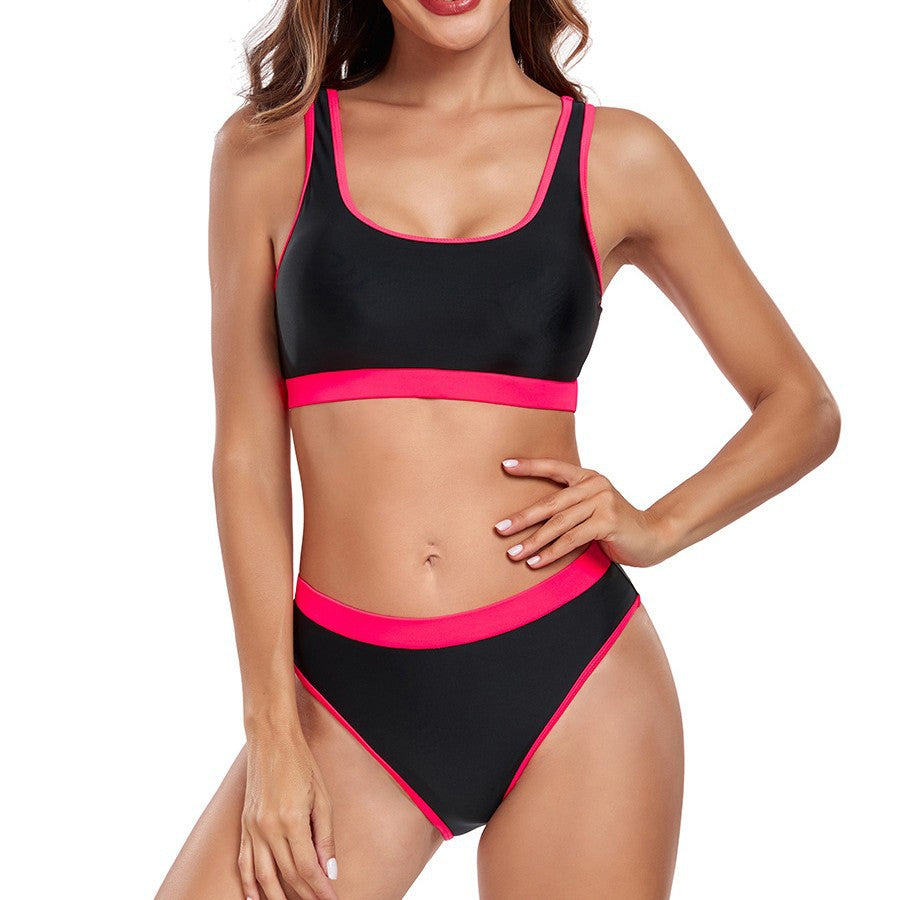 Damen Sportliches Bikini-Set mit kontrastierendem Bund Drune