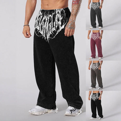 Herren nan weiche gewaschene Jogginghose mit weitem Schnitt und elastischem Bund Drune