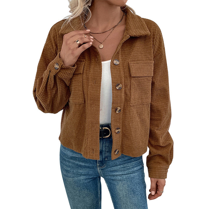 Damen Lässige Kordjacke mit Knopfleiste Drune
