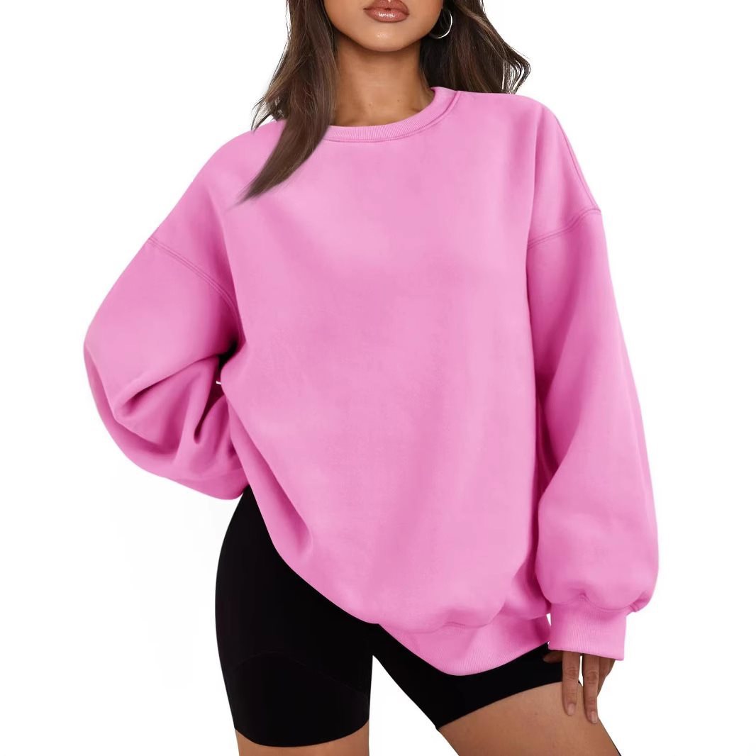 Damen Oversized Sweatshirt mit Rundhalsausschnitt, extraweichem French‑Terry und überschnittener Schulter Drune
