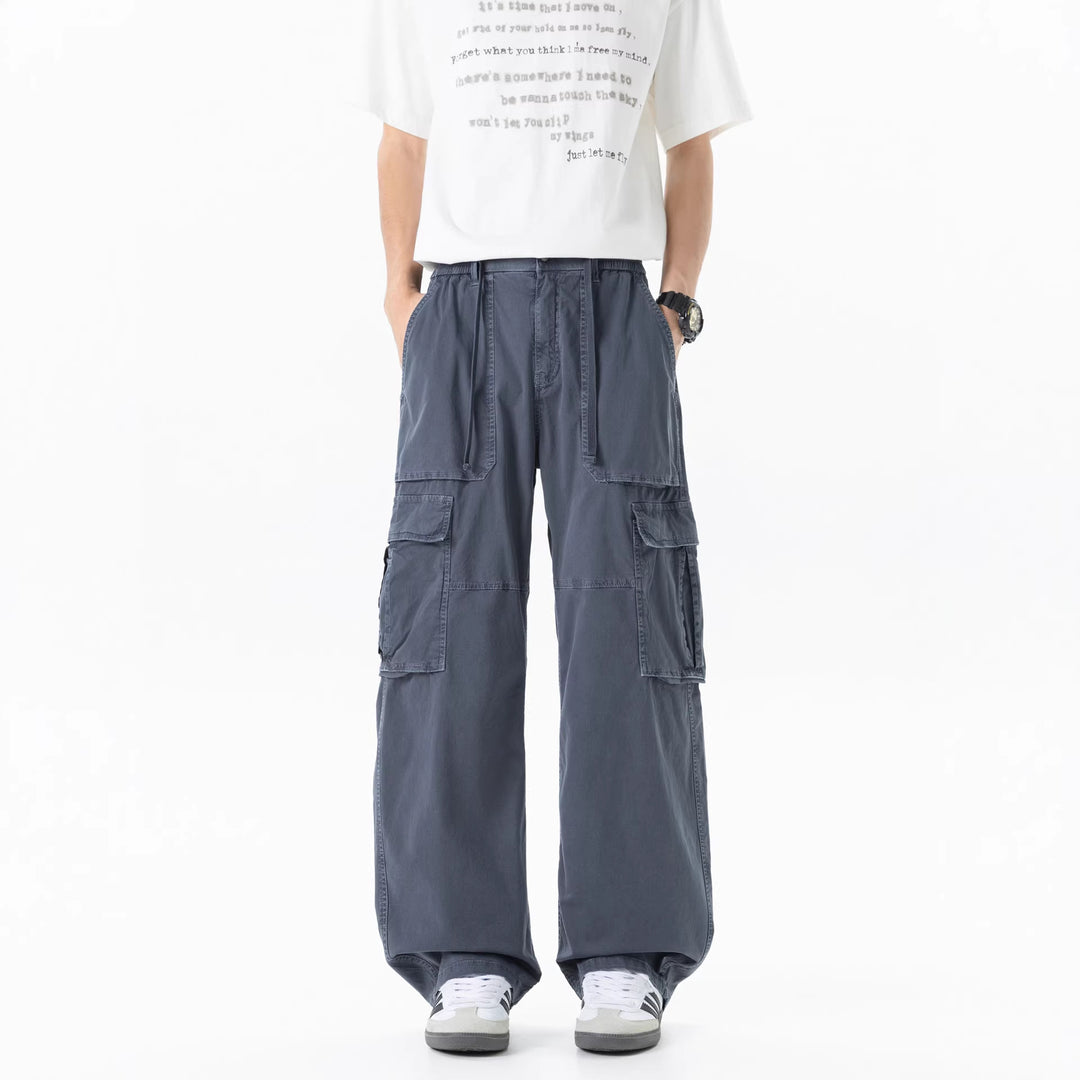 Herren Extraweite Utility-Cargo-Hose im Baggy‑Cut mit elastischem Bund und Mehrfachklappentaschen Drune
