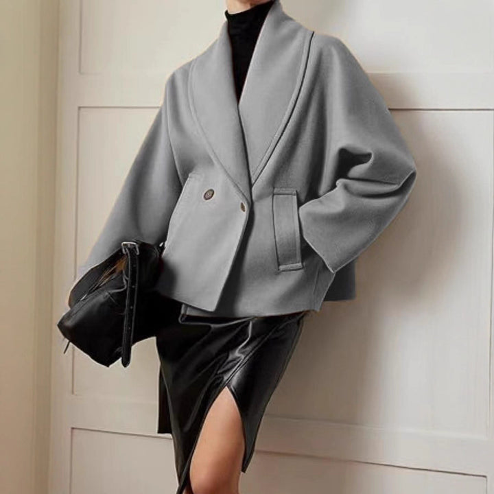 Damen nan oversized Teddyjacke mit großem Schalkragen und Ein-Knopf-Verschluss Drune